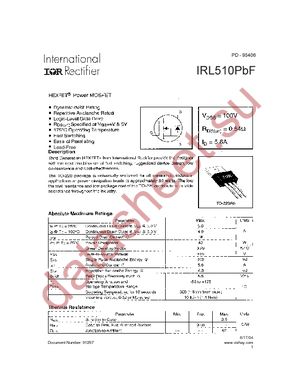 IRL510PBF datasheet  